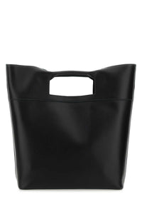 Alexander Mcqueen Men Black Leather The Square Bow Shopping Bag