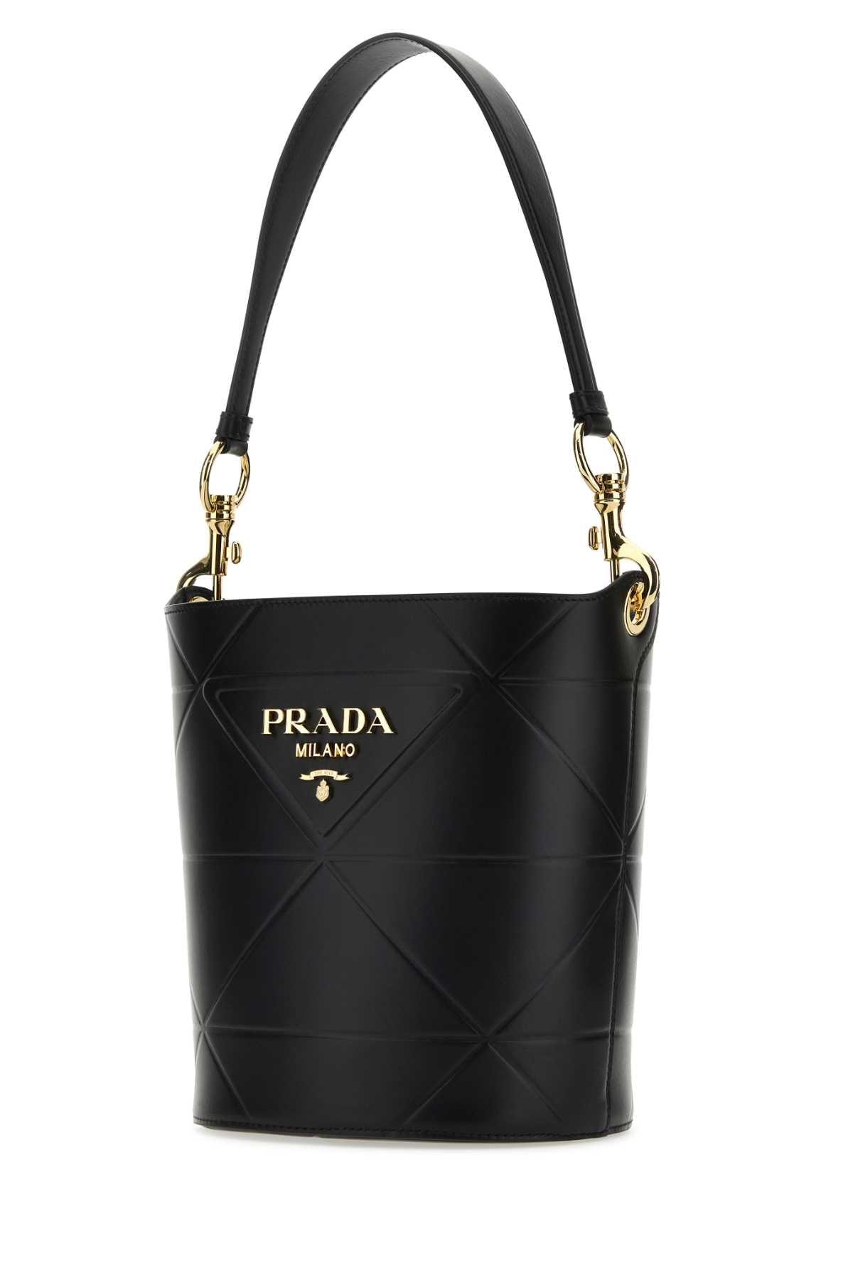 Prada Women Black Leather Bucket Bag