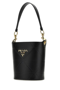 Prada Women Black Leather Bucket Bag