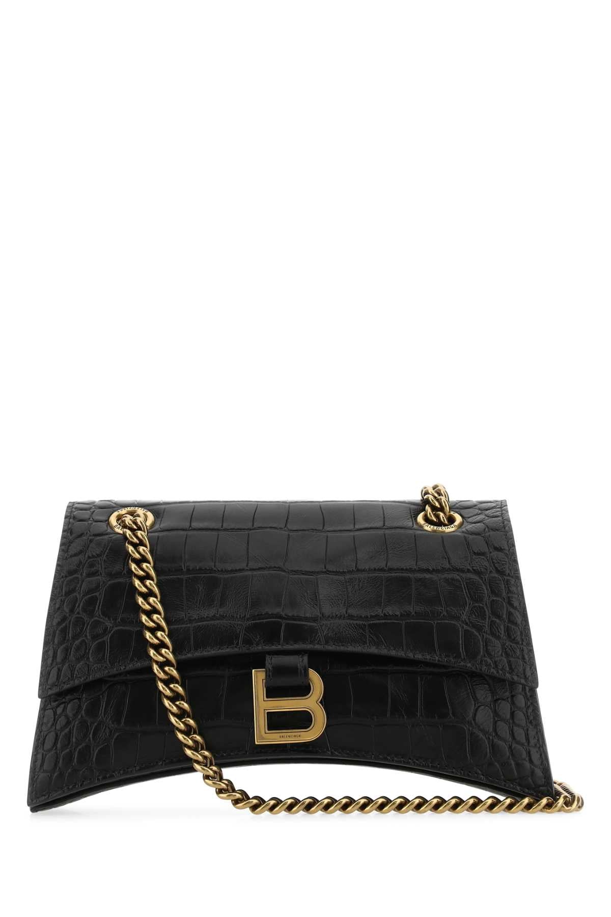 BALENCIAGA Balenciaga Women Black Leather Crush S Shoulder Bag