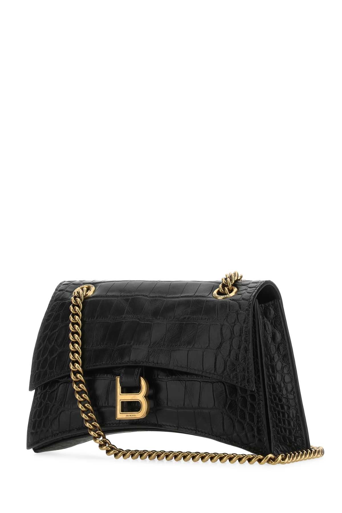 BALENCIAGA Balenciaga Women Black Leather Crush S Shoulder Bag
