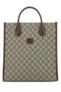 Gucci Men Gg Supreme Fabric And Leather Handbag