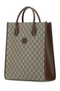 Gucci Men Gg Supreme Fabric And Leather Handbag