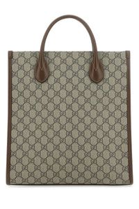 Gucci Men Gg Supreme Fabric And Leather Handbag