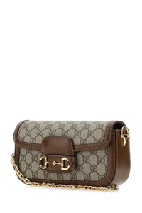 Gucci Women Leather And Gg Fabric Handbag
