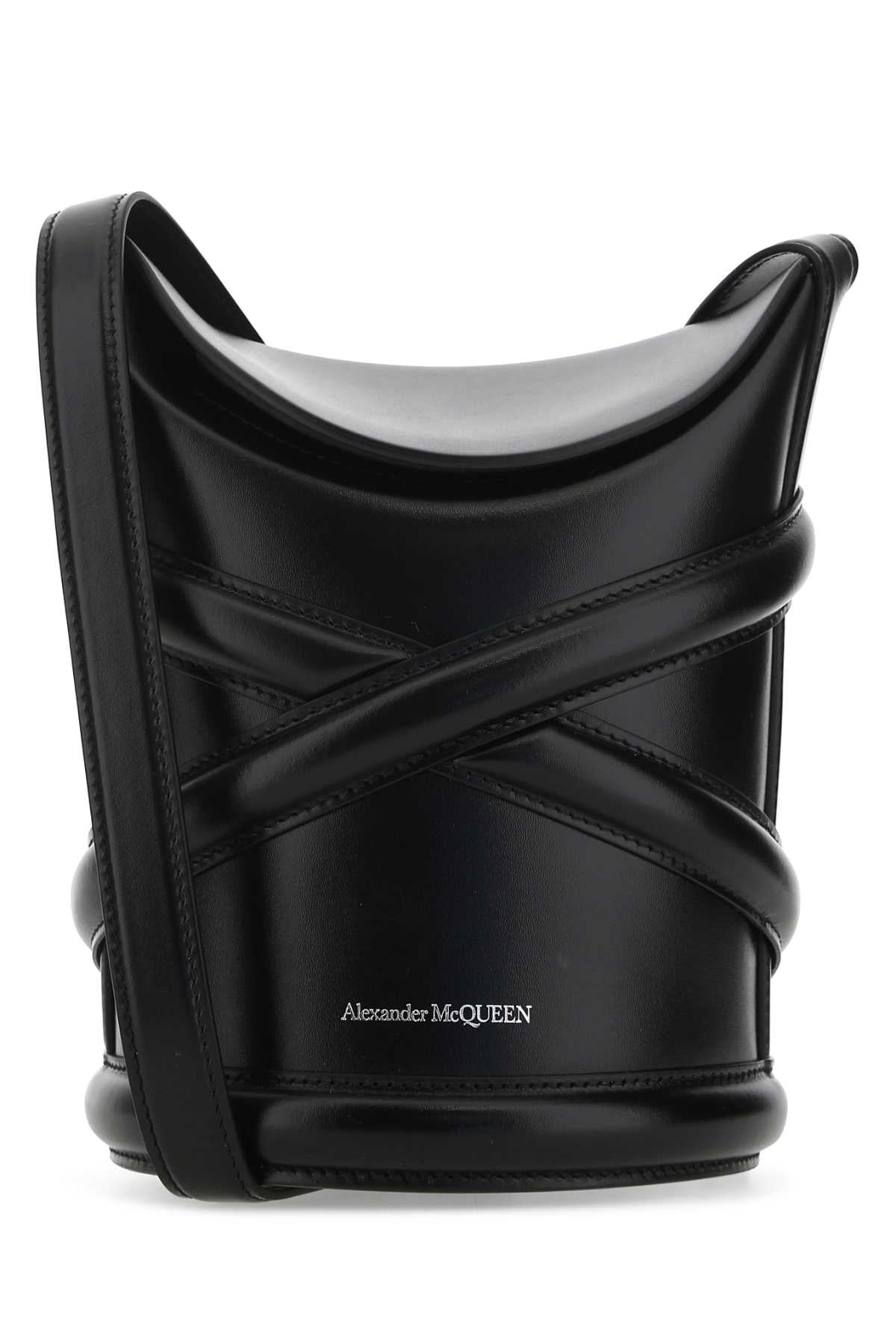 ALEXANDER MCQUEEN Alexander Mcqueen Women Black Leather The Curve Bucket Bag