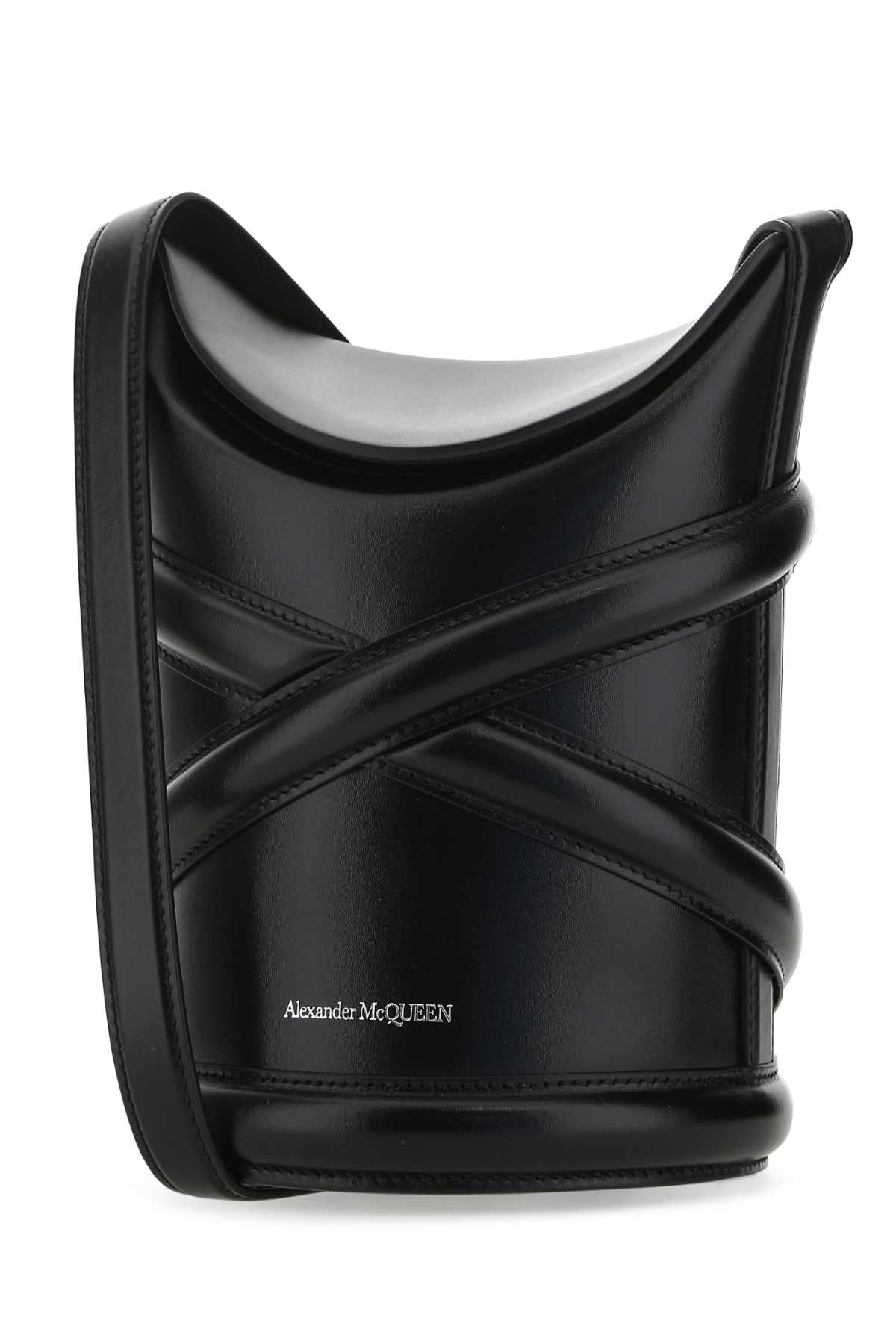 ALEXANDER MCQUEEN Alexander Mcqueen Women Black Leather The Curve Bucket Bag