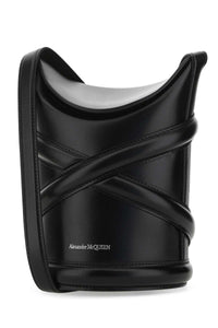 ALEXANDER MCQUEEN Alexander Mcqueen Women Black Leather The Curve Bucket Bag