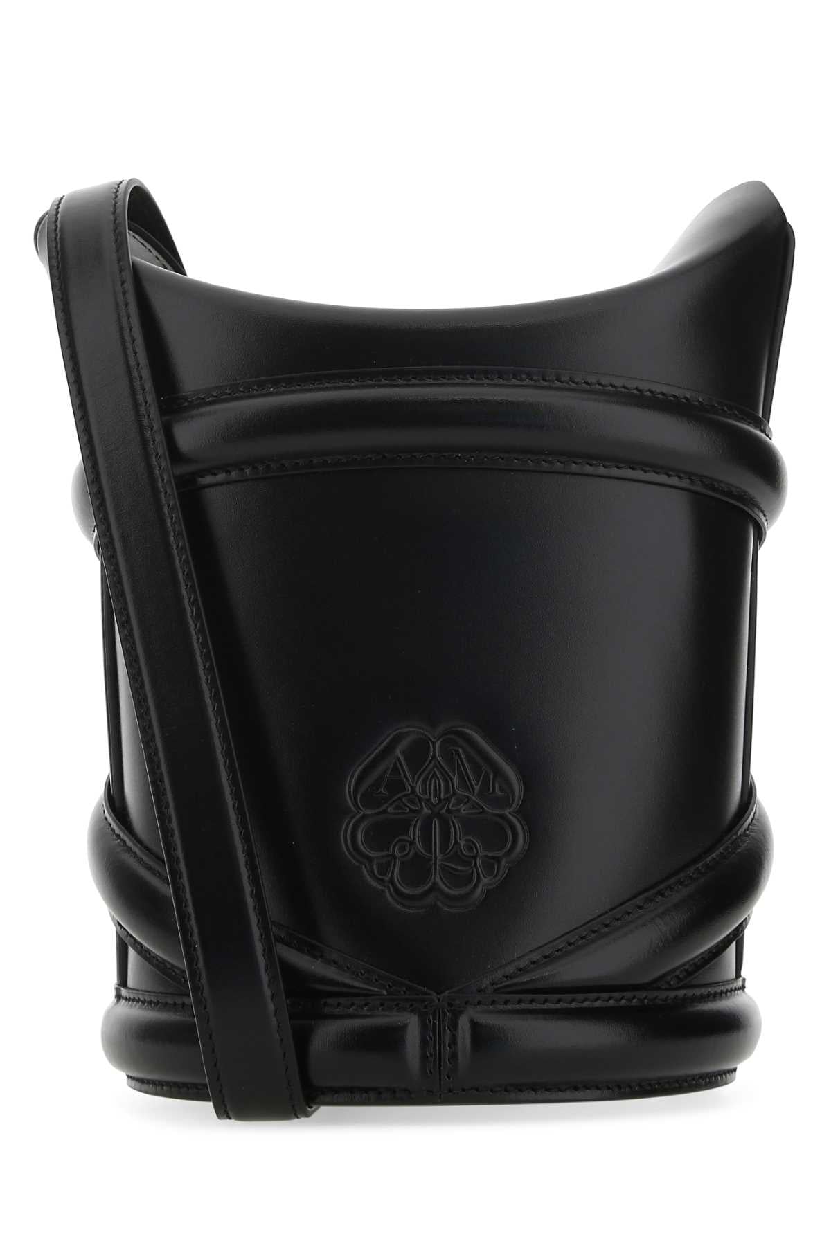 ALEXANDER MCQUEEN Alexander Mcqueen Women Black Leather The Curve Bucket Bag