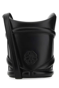 ALEXANDER MCQUEEN Alexander Mcqueen Women Black Leather The Curve Bucket Bag