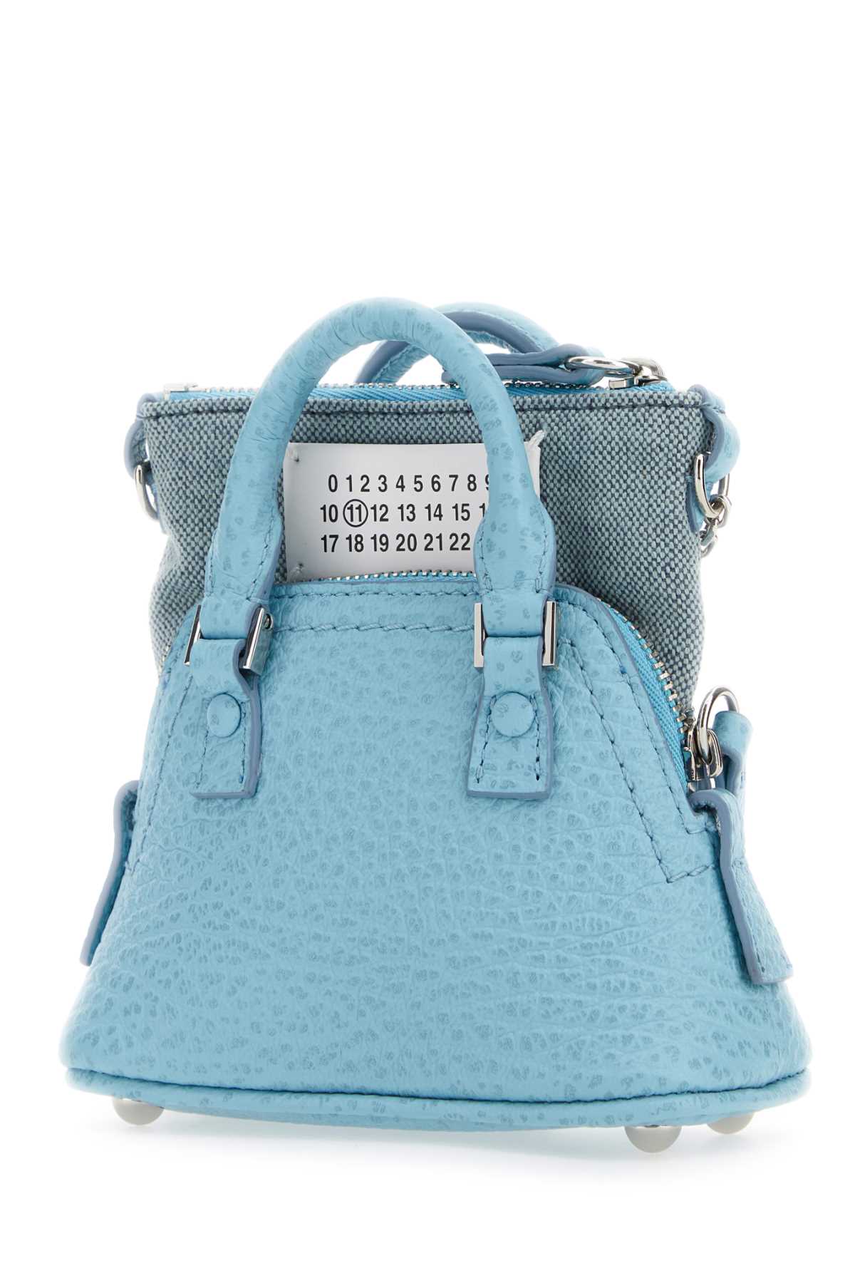 MAISON MARGIELA Maison Margiela Women Light Blue Leather And Fabric 5Ac Classique Baby Handbag