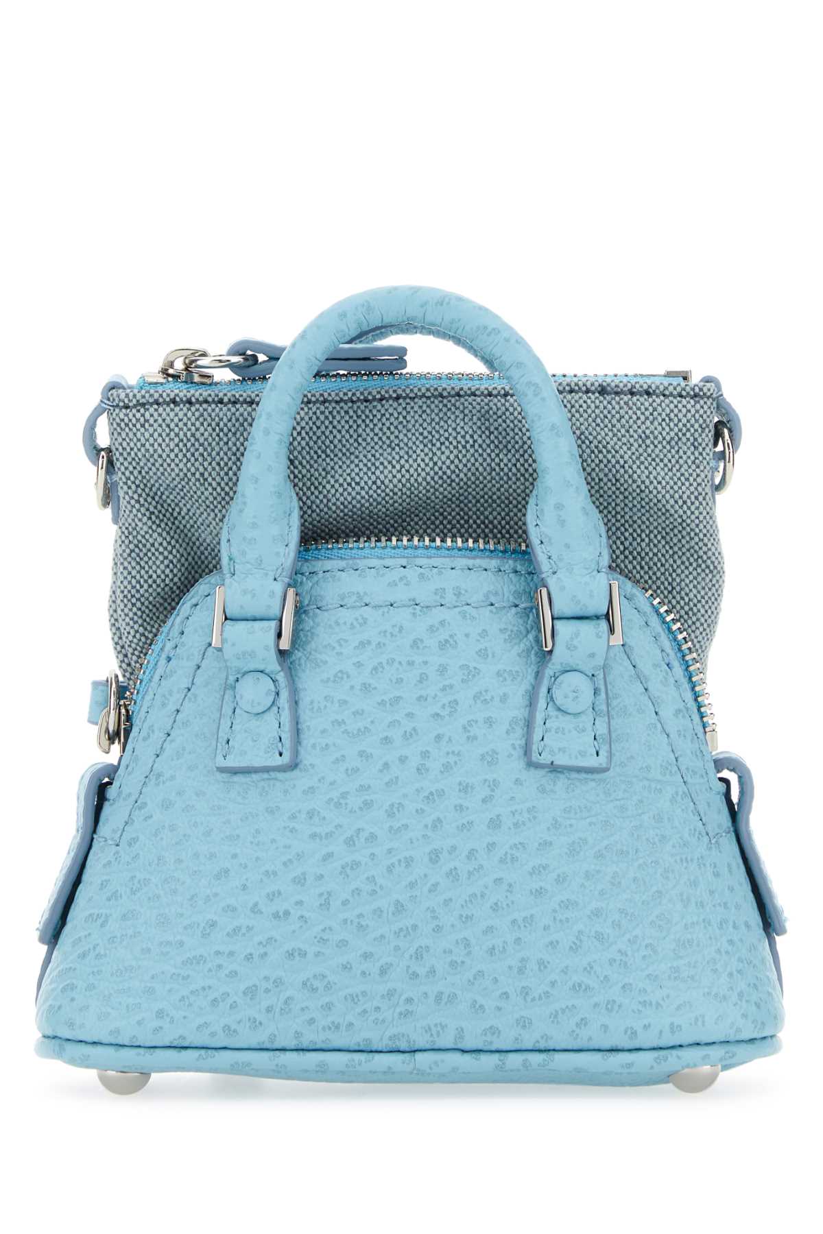 MAISON MARGIELA Maison Margiela Women Light Blue Leather And Fabric 5Ac Classique Baby Handbag