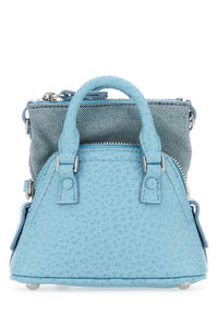 MAISON MARGIELA Maison Margiela Women Light Blue Leather And Fabric 5Ac Classique Baby Handbag