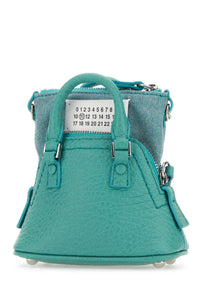 MAISON MARGIELA Maison Margiela Women Sea Green Leather And Fabric 5Ac Classique Baby Handbag
