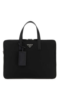 Prada Men Black Nylon Brief Case