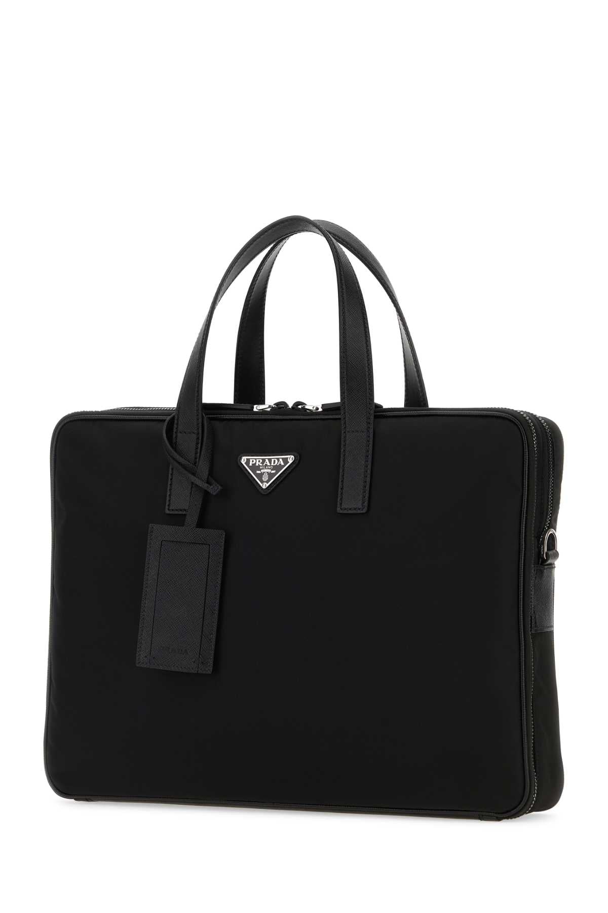 Prada Men Black Nylon Brief Case