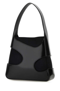 SALVATORE FERRAGAMO Salvatore Ferragamo Women Black Leather And Canvas Cut Out S Handbag
