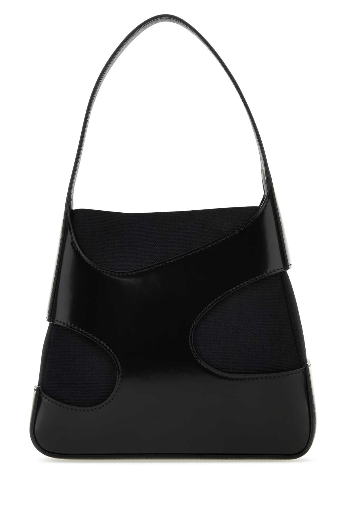 SALVATORE FERRAGAMO Salvatore Ferragamo Women Black Leather And Canvas Cut Out S Handbag