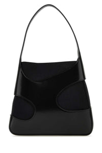 SALVATORE FERRAGAMO Salvatore Ferragamo Women Black Leather And Canvas Cut Out S Handbag