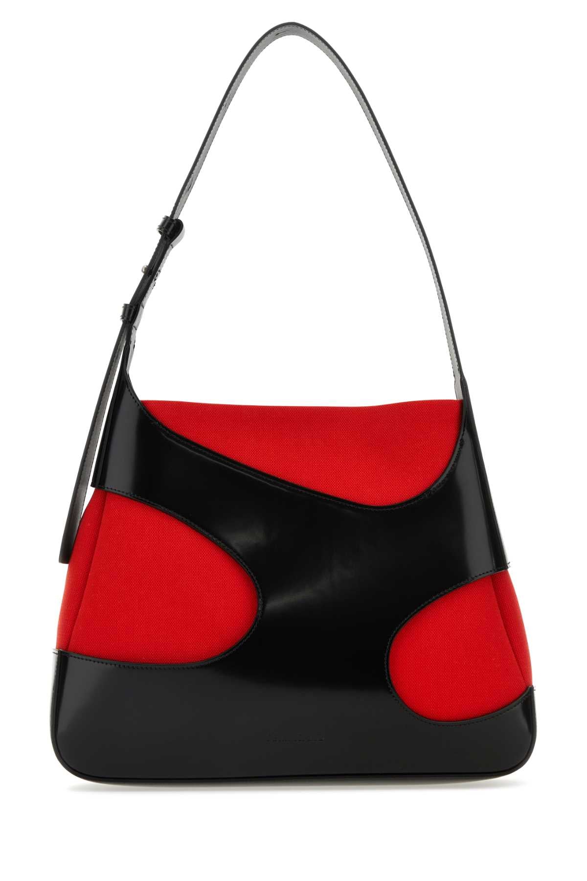 SALVATORE FERRAGAMO Salvatore Ferragamo Women Two-Tone Leather And Canvas Cut Out L Shoulder Bag