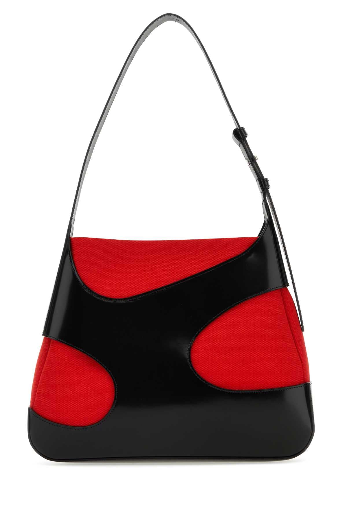 SALVATORE FERRAGAMO Salvatore Ferragamo Women Two-Tone Leather And Canvas Cut Out L Shoulder Bag