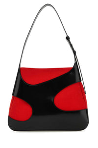 SALVATORE FERRAGAMO Salvatore Ferragamo Women Two-Tone Leather And Canvas Cut Out L Shoulder Bag