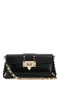 VALENTINO GARAVANI Valentino Garavani Women Black Leather Rockstud Shoulder Bag