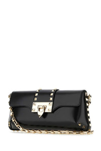 VALENTINO GARAVANI Valentino Garavani Women Black Leather Rockstud Shoulder Bag