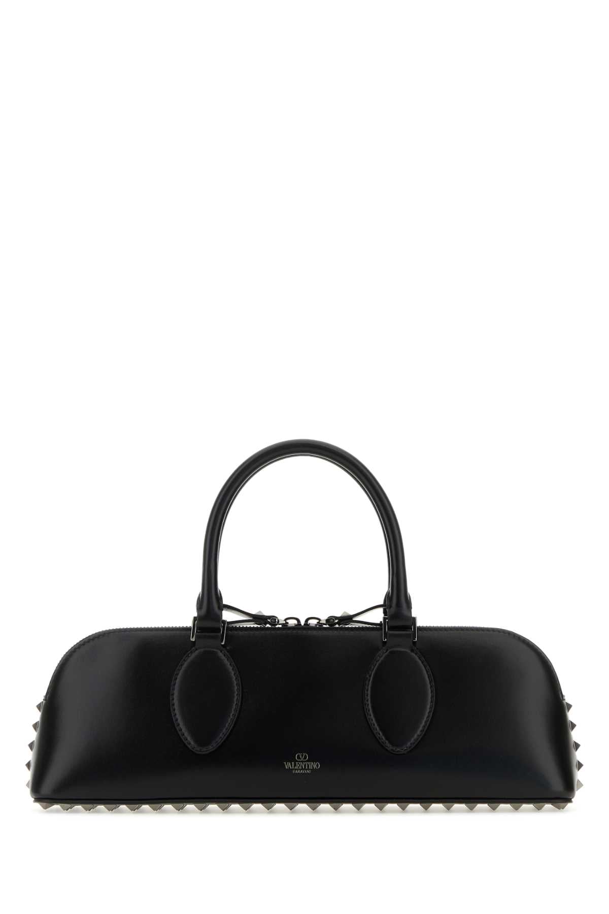 VALENTINO GARAVANI Valentino Garavani Women Black Leather Rockstud East-West Handbag
