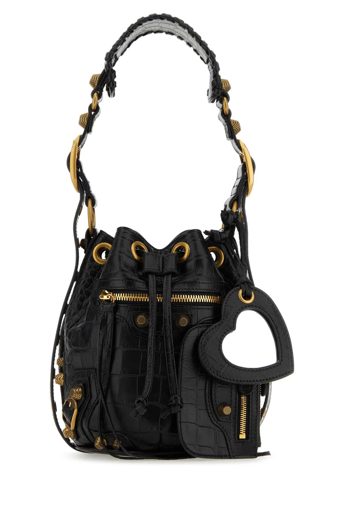 BALENCIAGA Balenciaga Women Black Leather Le Cagole Xs Bucket Bag