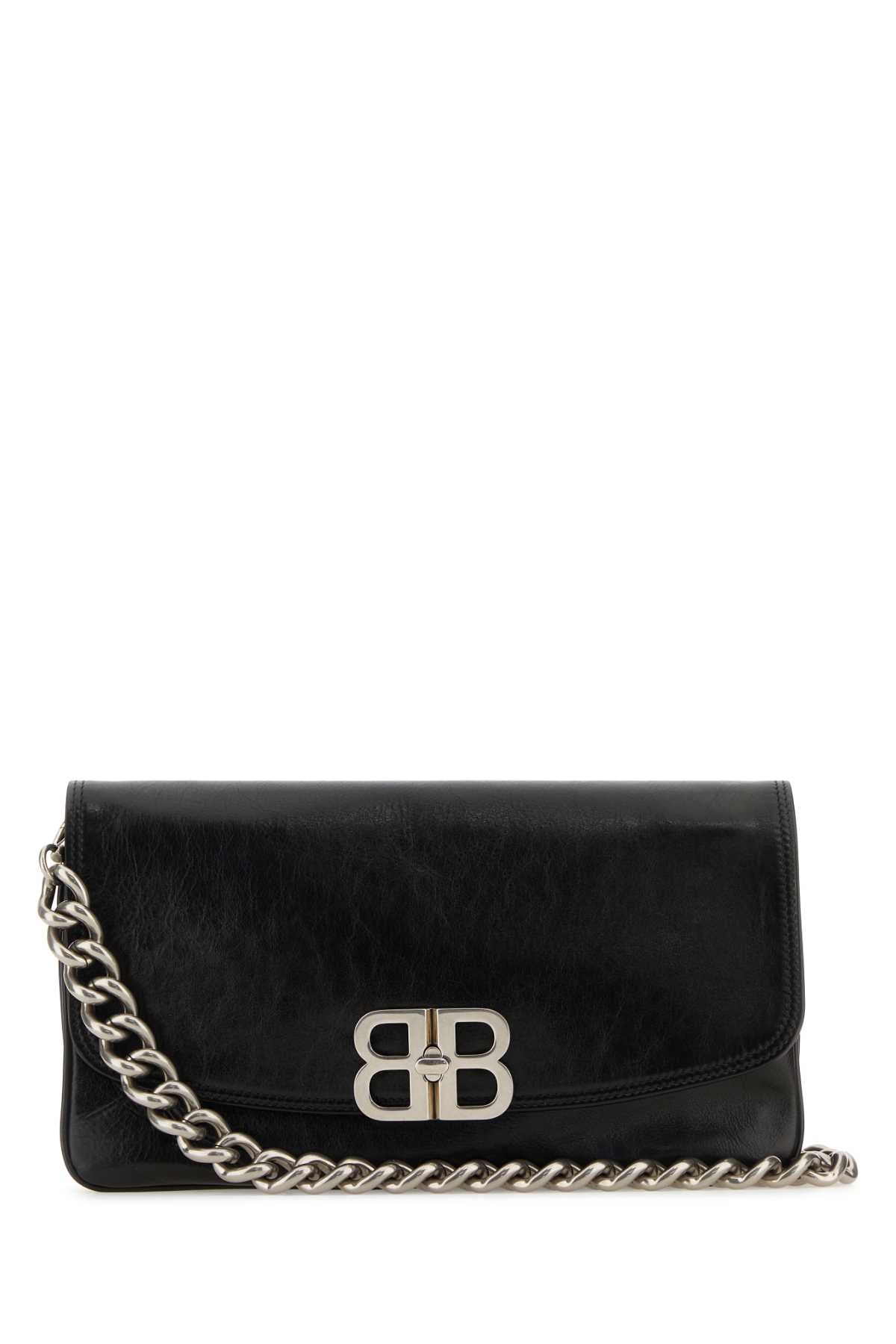 BALENCIAGA Balenciaga Women Black Leather Medium Bb Soft Flap Clutch