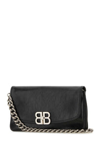 BALENCIAGA Balenciaga Women Black Leather Medium Bb Soft Flap Clutch