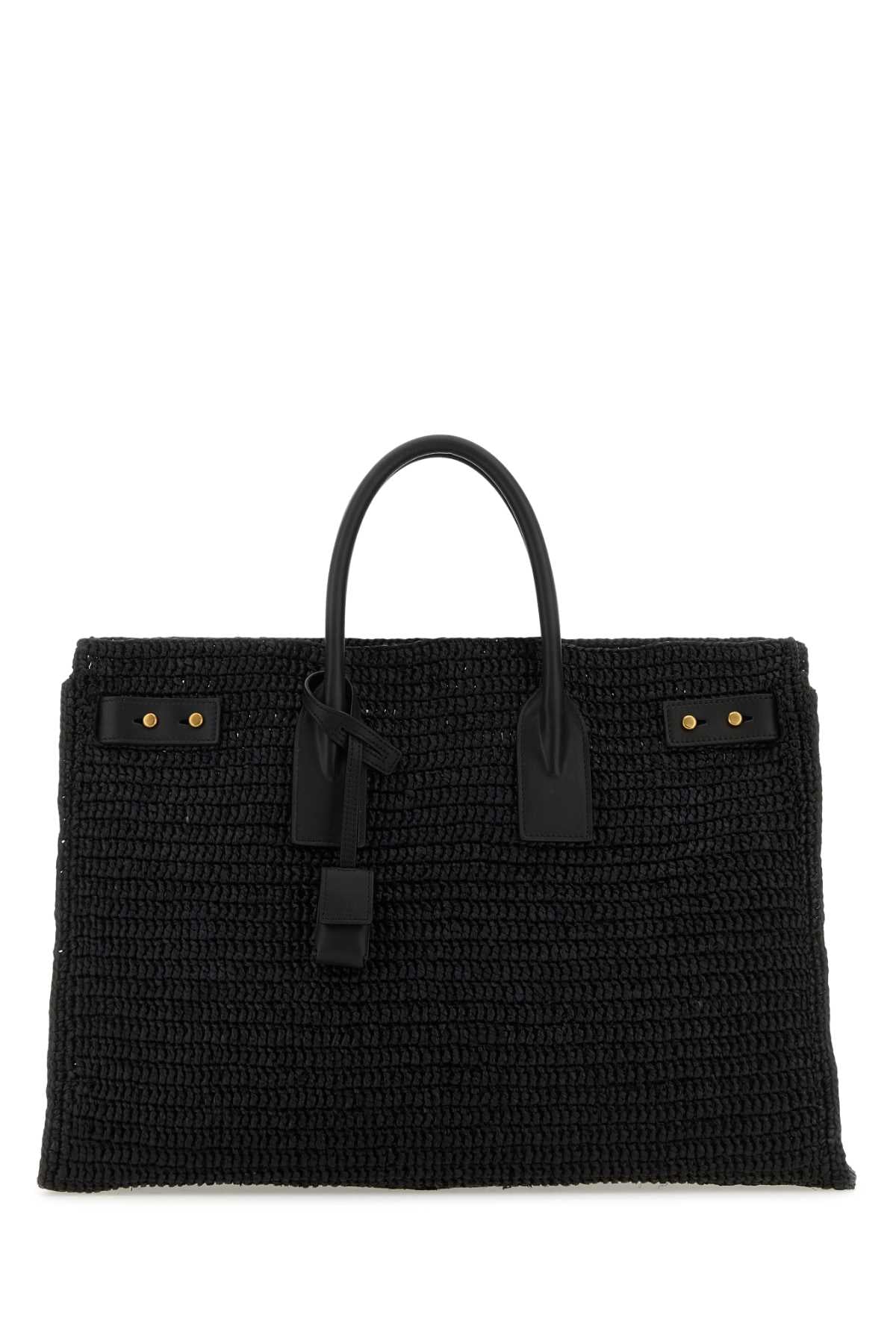 Saint Laurent Women Black Raffia Medium Sac De Jour Shopping Bag