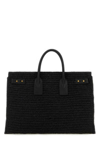 Saint Laurent Women Black Raffia Medium Sac De Jour Shopping Bag