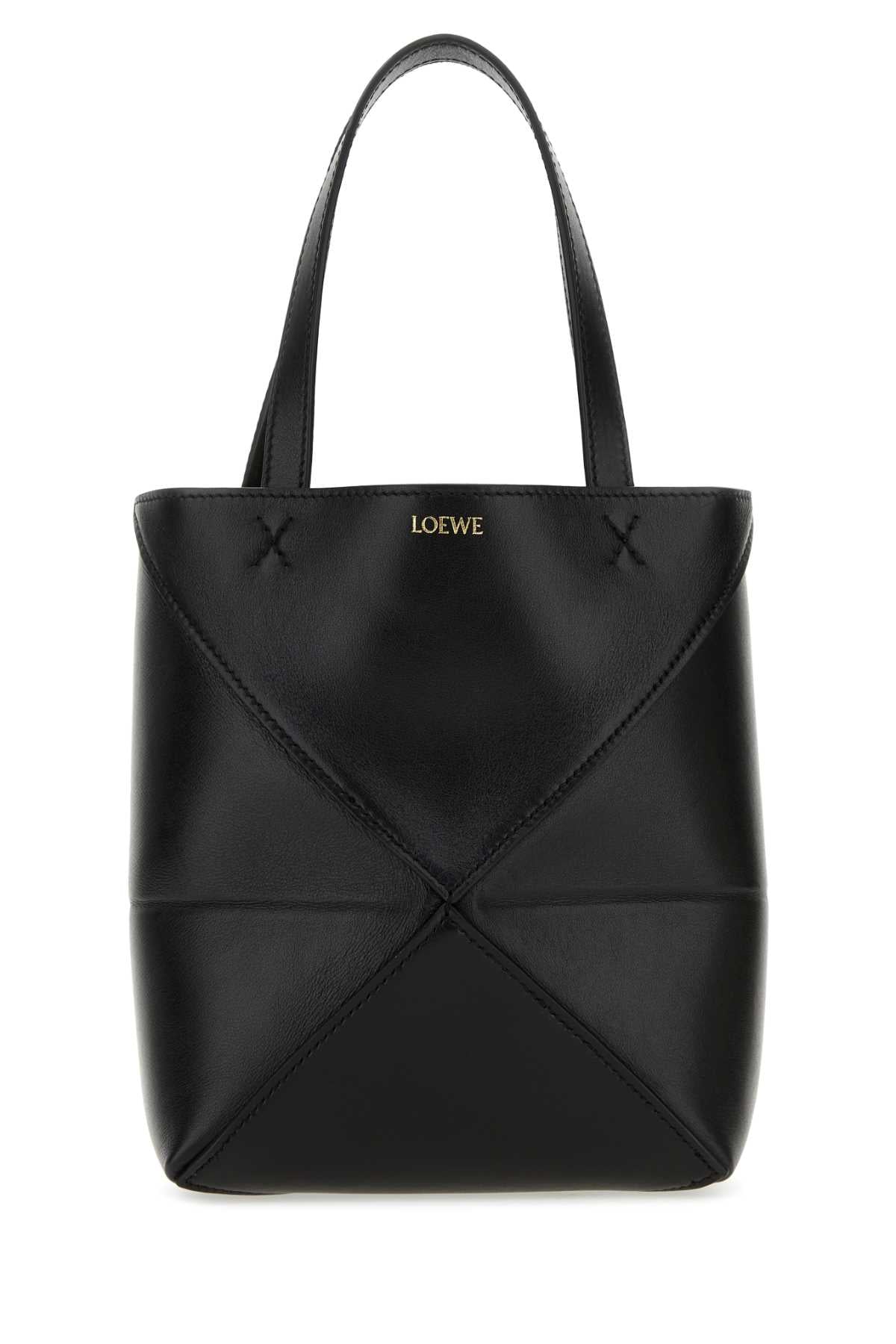 LOEWE Loewe Women Black Leather Mini Puzzle Fold Handbag