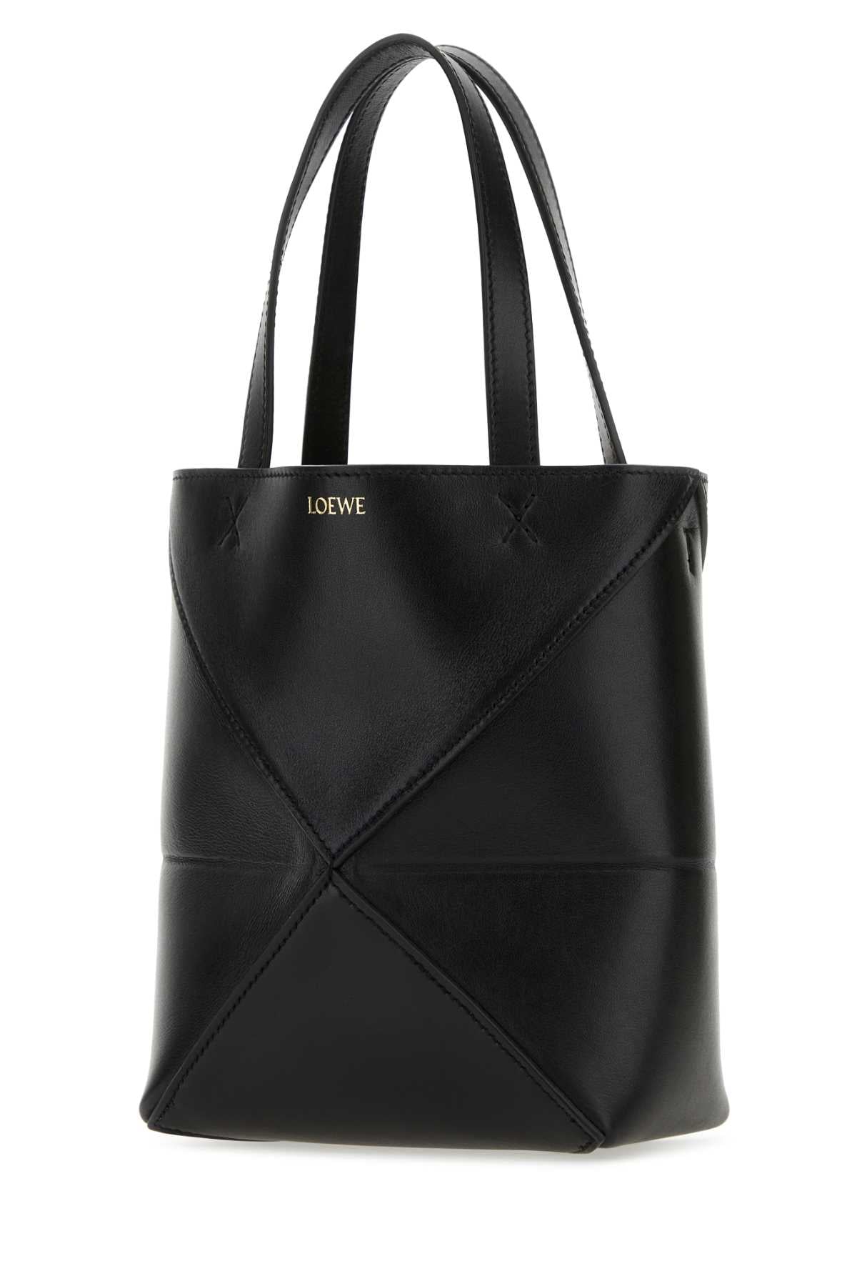 LOEWE Loewe Women Black Leather Mini Puzzle Fold Handbag