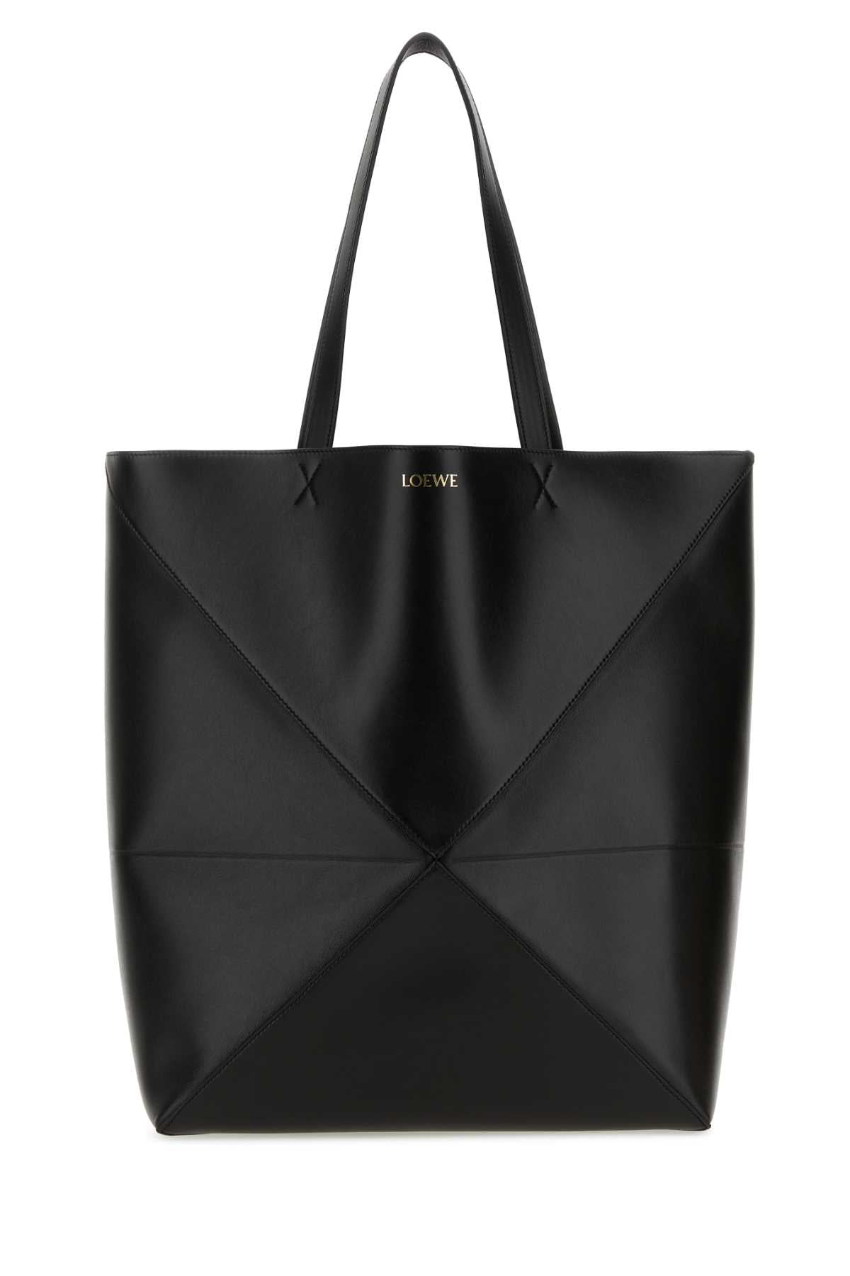Loewe Men Black Leather Large Puzzle Fold Shopping Bag