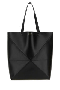 Loewe Men Black Leather Large Puzzle Fold Shopping Bag