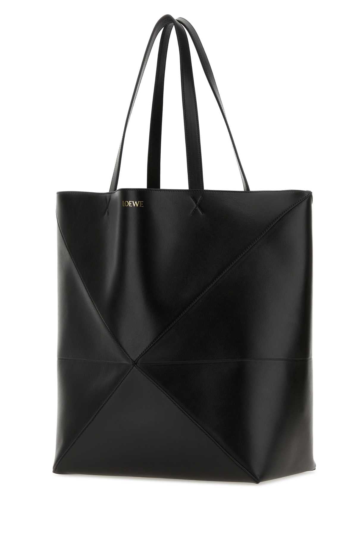 Loewe Men Black Leather Large Puzzle Fold Shopping Bag