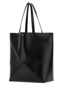 Loewe Men Black Leather Large Puzzle Fold Shopping Bag