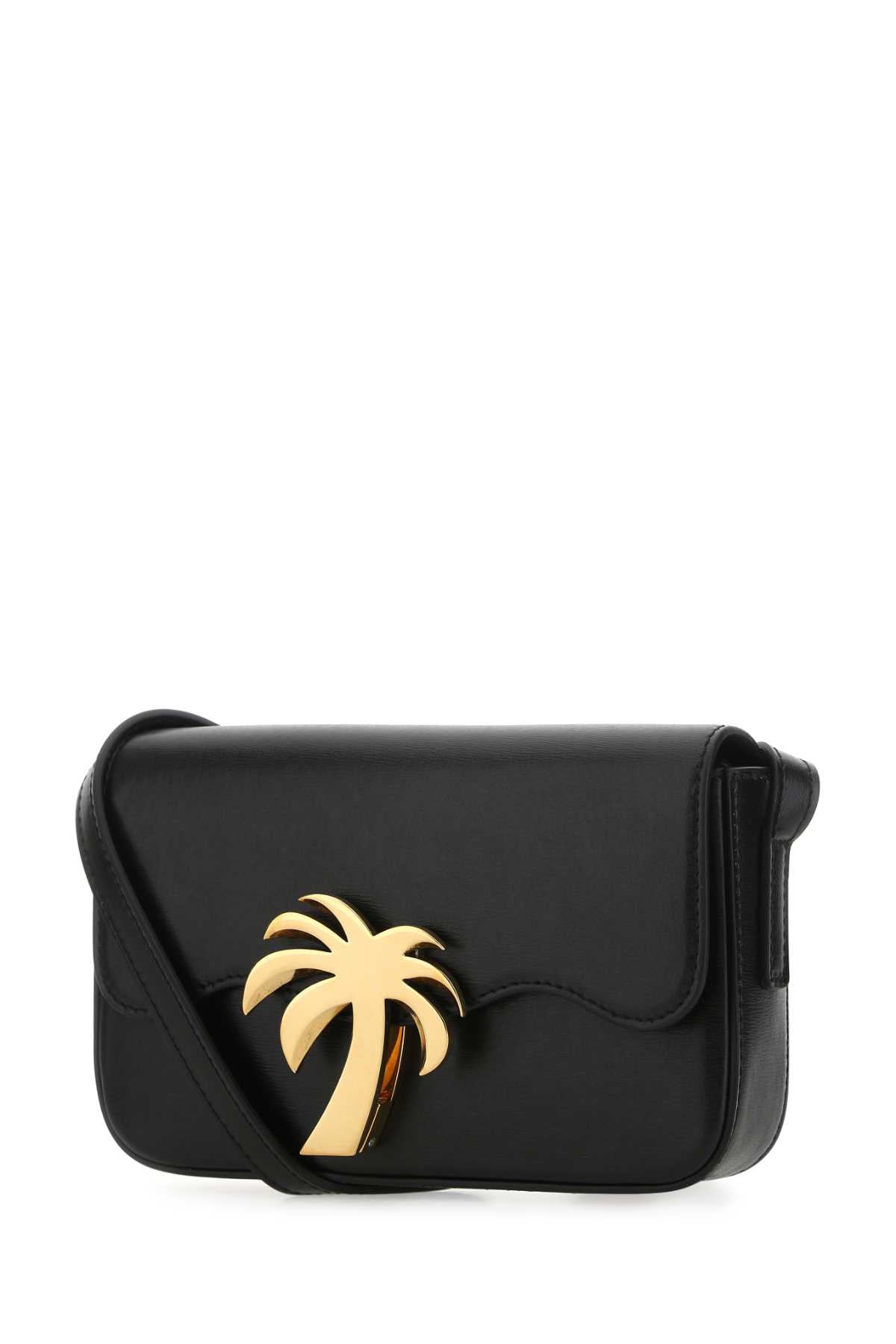 PALM ANGELS Palm Angels Women Black Leather Palm Beach Bridge Crossbody Bag