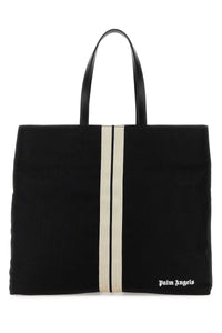 Palm Angels Men Black Canvas Shopping Bag