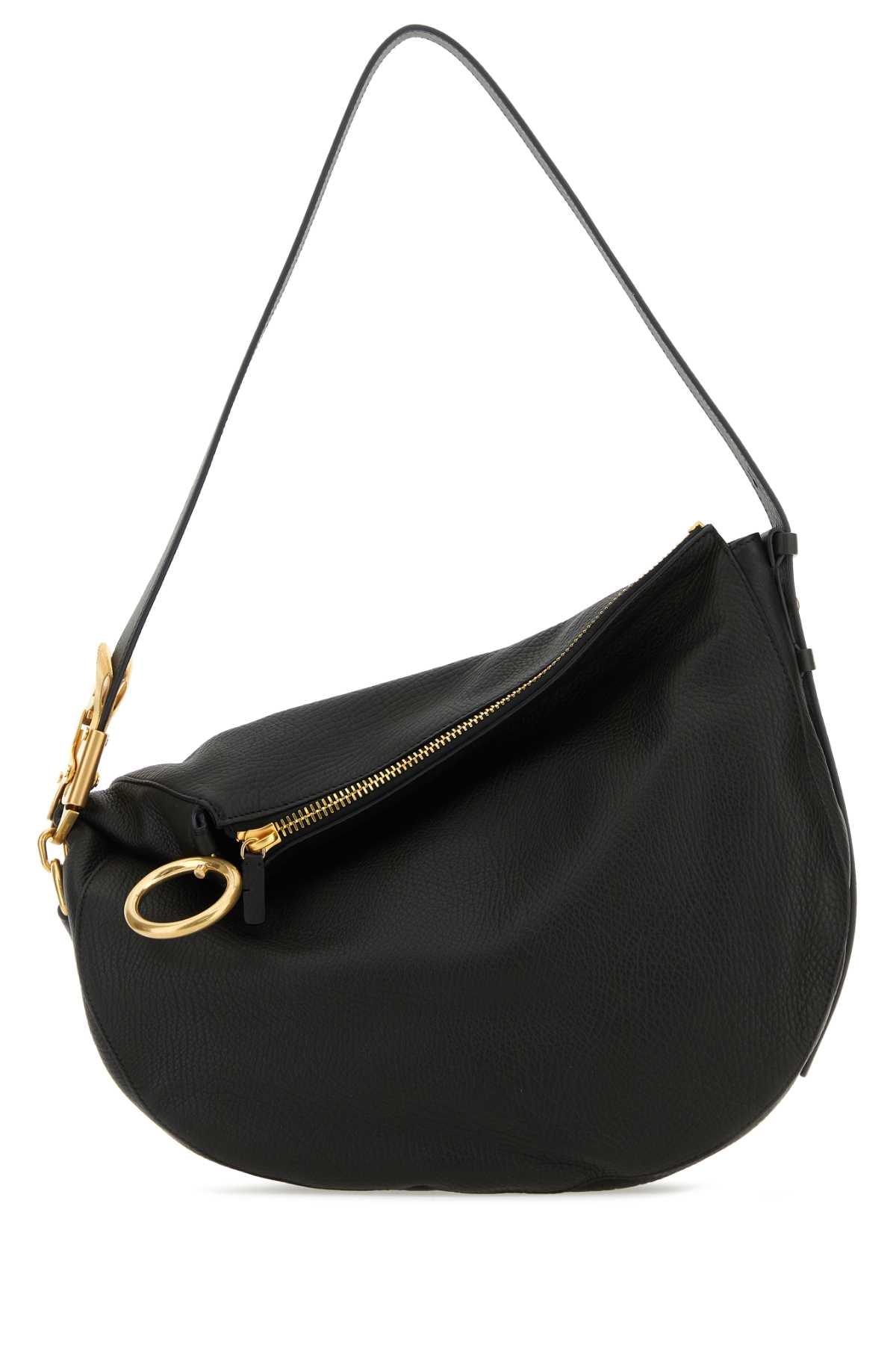 BURBERRY Burberry Women Black Leather Knight Medium Shoulder Bag