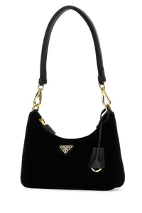 Prada Women Black Velvet Mini Prada Re-Edition Shoulder Bag