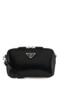 Prada Men Black Leather Brique Crossbody Bag