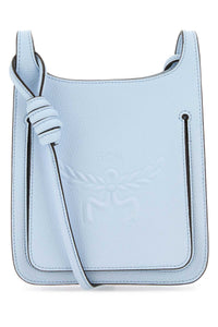 MCM Mcm Women Pastel Light Blue Leather Mini Himmel Hobo Crossbody Bag