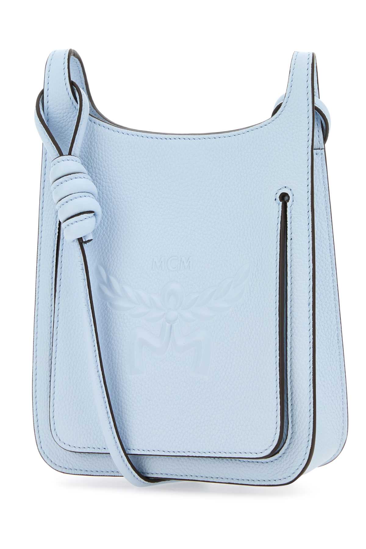 MCM Mcm Women Pastel Light Blue Leather Mini Himmel Hobo Crossbody Bag