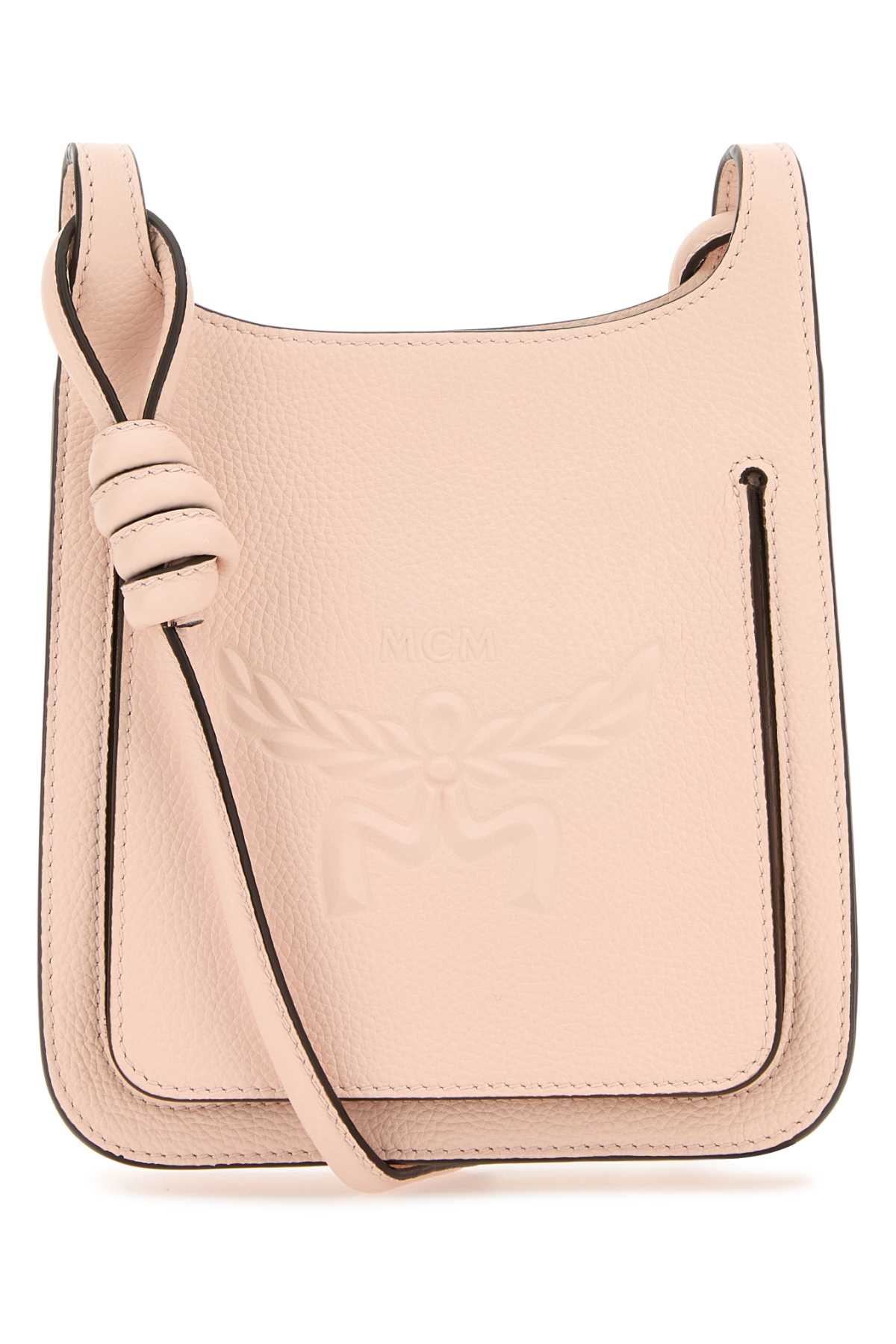 MCM Mcm Women Pastel Pink Leather Mini Himmel Hobo Crossbody Bag