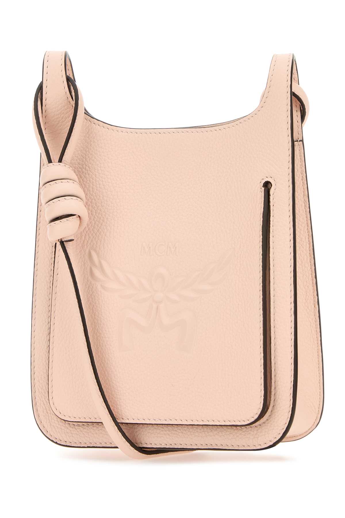 MCM Mcm Women Pastel Pink Leather Mini Himmel Hobo Crossbody Bag