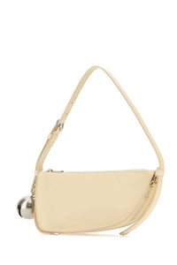 Burberry Women Cream Leather Shield Mini Shoulder Bag